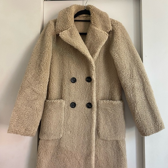 Women's Tan Sherpa Coat - Picture 1 of 4